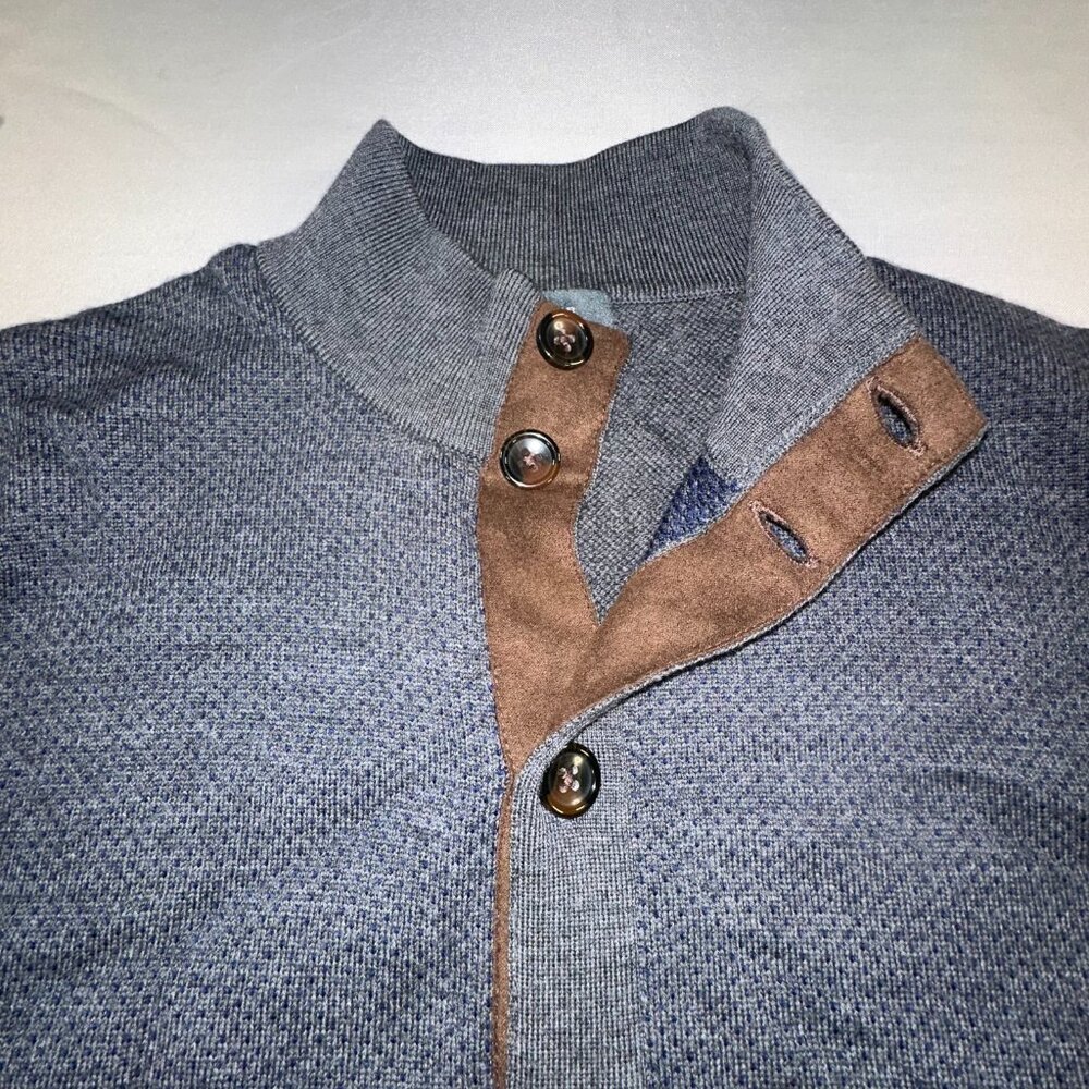 Turtleson - 100% Extra Fine Merino Wool Cardigan Sweater Blue Button Up Medium - Picture 7 of 14